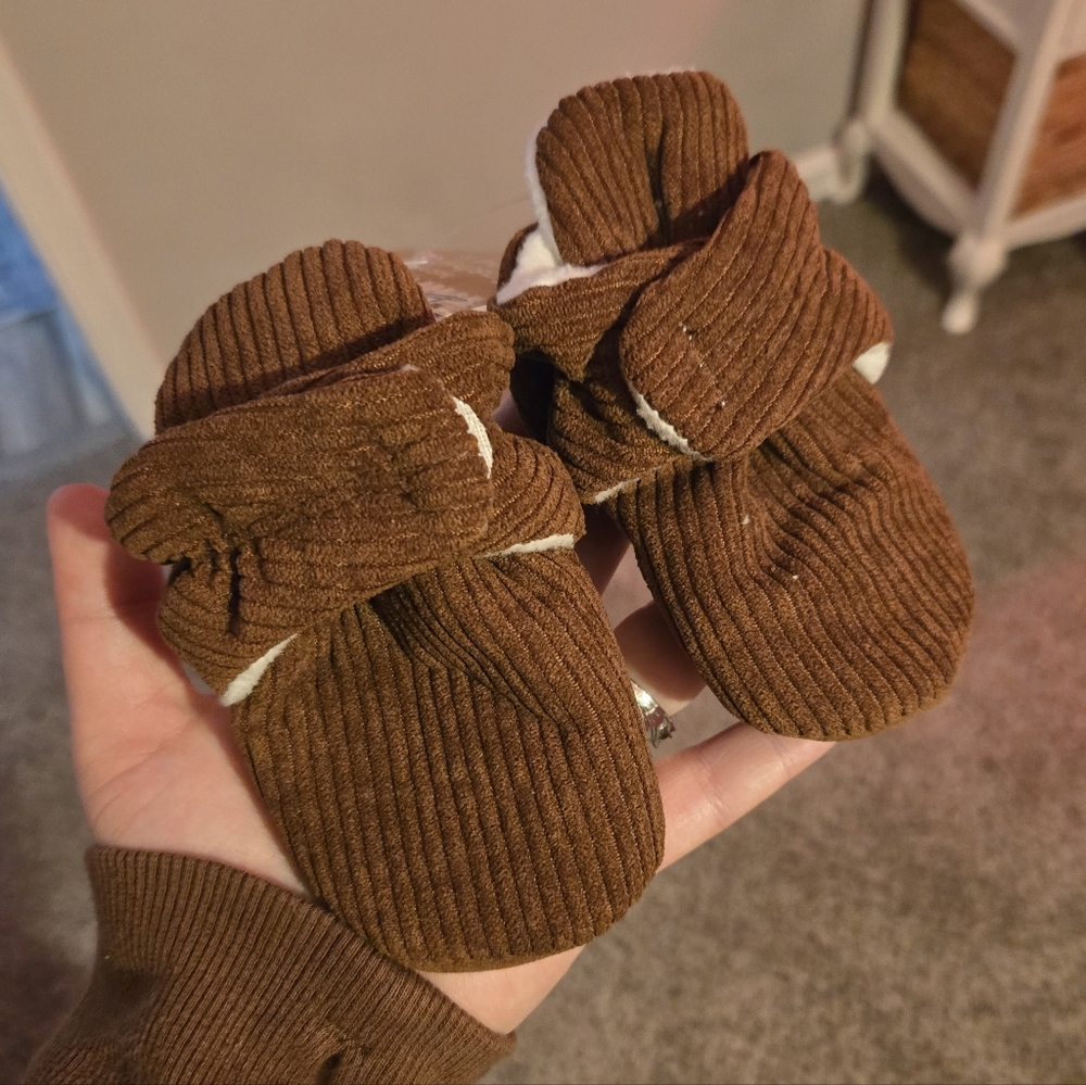 Brown Baby Booties Size 0-6 Months